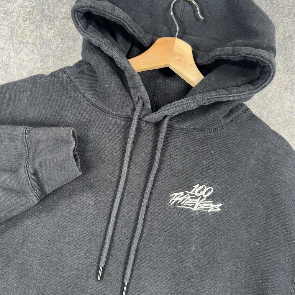 100 Thieves Hoodie Mens Large Gray‎ Embroidered Logo Fleece Pullover Heavyweight